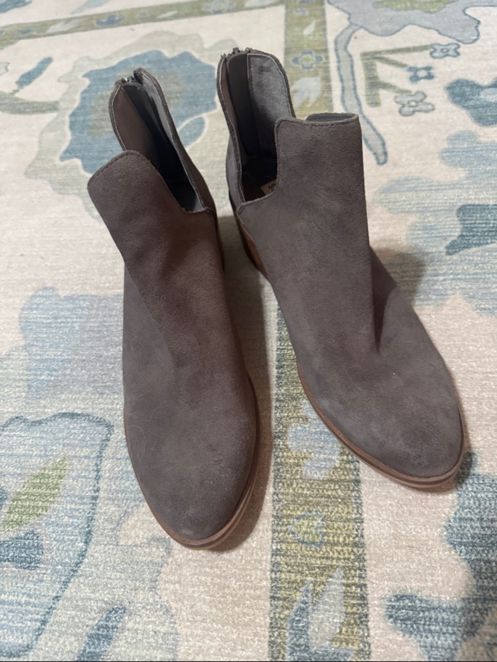 Gray Suede Ankle Booties